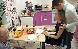 Cuckold, Sexy Cutie Wife in threesome Mating With Lover & Husband