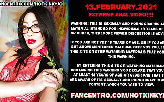 43 inches (110cm) smart dildo wiped out Hotkinkyjo’s anal hole