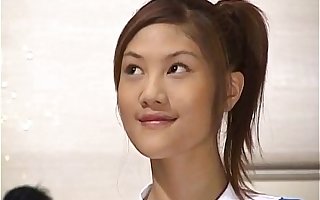 Naughty Asian teen Azusa Ayano gangbanged in hot bukkake sex scenes